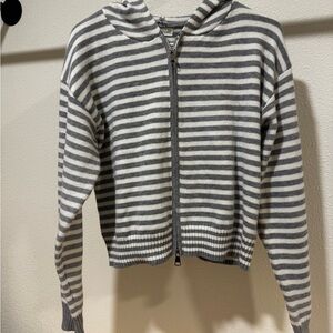 Striped Gray and White Women's Cardigan